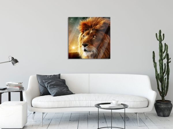 Löwe Abstrakt Art, Glasbild Quadratisch Mode – Bild 2