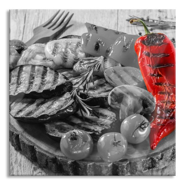 gegrilltes Gemüse, Glasbild Quadratisch Mode