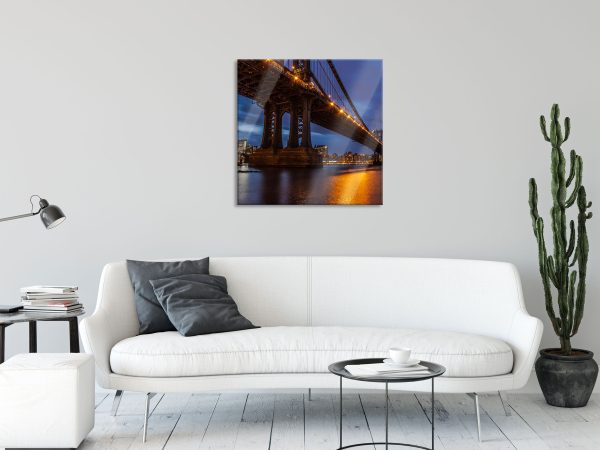 Manhatten Brücke New York, Glasbild Quadratisch Online – Bild 2