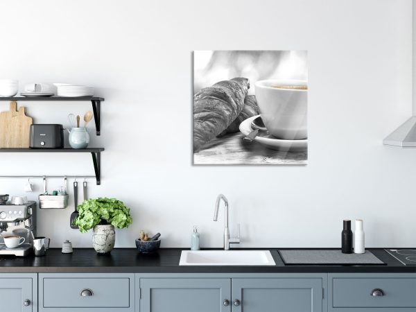 Croissants und Kaffee, Glasbild Quadratisch Online – Bild 3