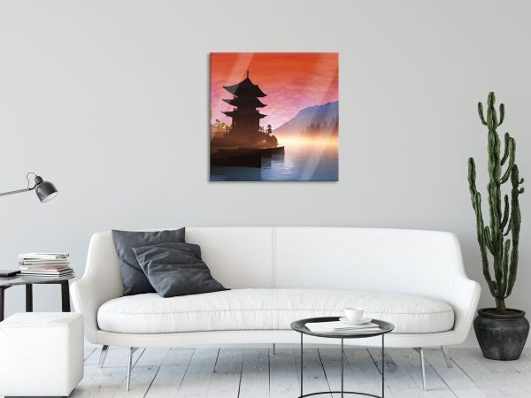 Chinesisches Haus, Glasbild Quadratisch Online – Bild 2