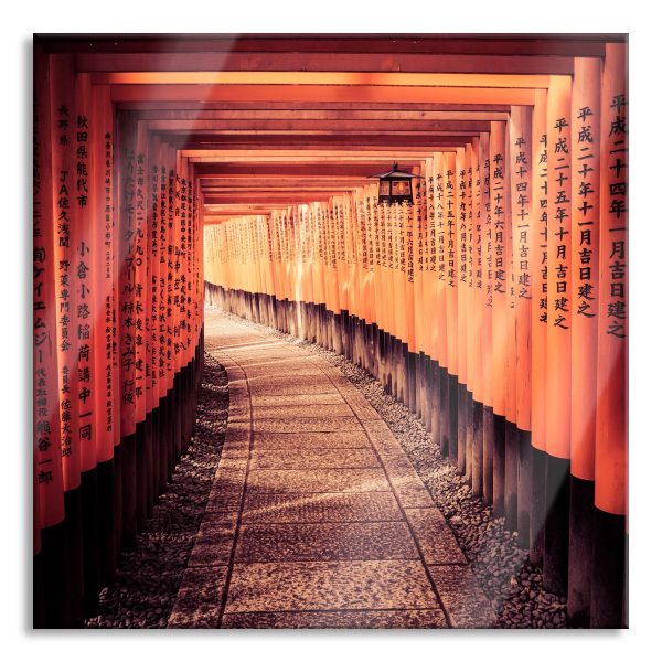 Gebetsgang Tempel, Glasbild Quadratisch Verkauf