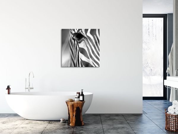 Zebra Nahaufnahme, Glasbild Quadratisch Im Angebot – Bild 4