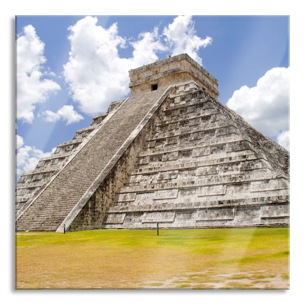 Maya Pyramide in Mexico, Glasbild Quadratisch Verkauf
