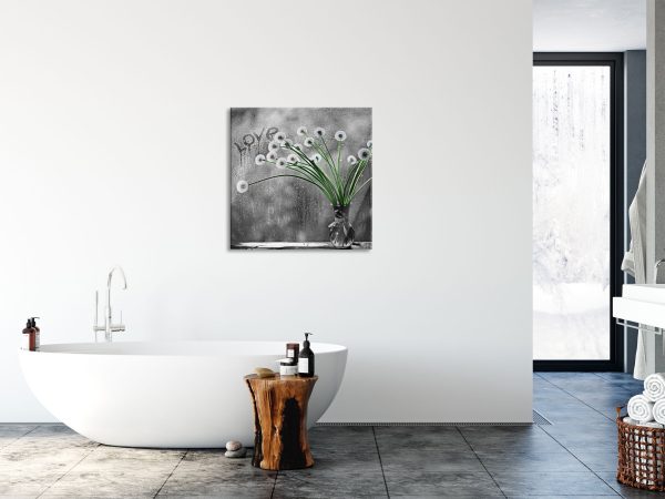 Pusteblumen bei Regen, Glasbild Quadratisch Zu verkaufen – Bild 4