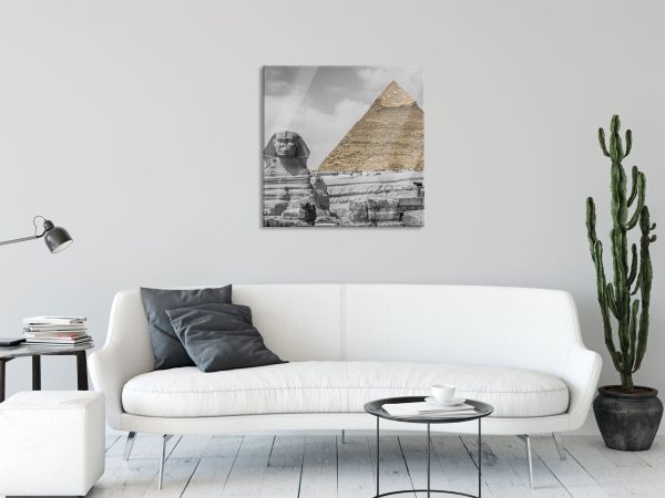 Sphinx vor Pyramide, Glasbild Quadratisch Angebot – Bild 2