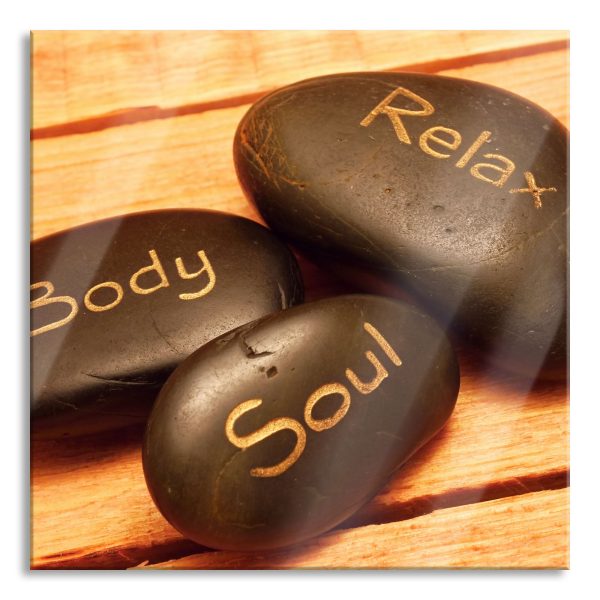Wellness Body Soul Relax, Glasbild Quadratisch Im Angebot