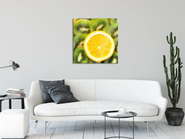 Orange verirrt in Kiwi Scheiben, Glasbild Quadratisch Verkauf – Bild 2
