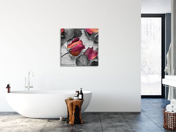 getrocknete Rosen auf Holztisch, Glasbild Quadratisch Online-Schn?ppchen – Bild 4