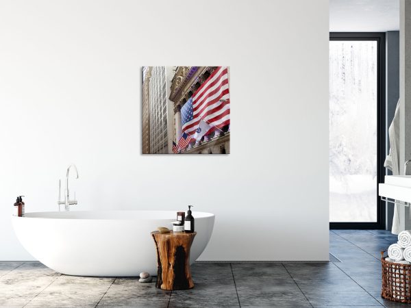 Amerikanische Flagge in New York, Glasbild Quadratisch Mode – Bild 4