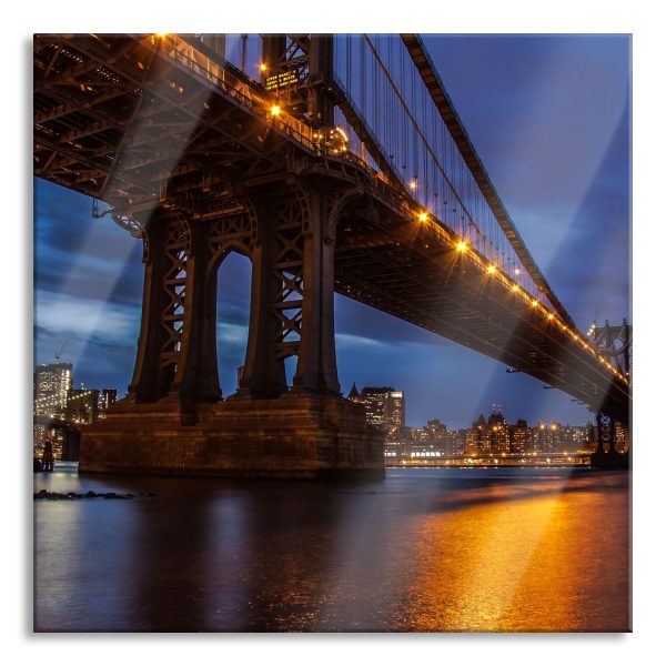 Manhatten Brücke New York, Glasbild Quadratisch Online