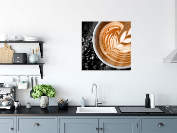 edler Kaffee mit Schaumverzierung, Glasbild Quadratisch Schn?ppchen – Bild 3
