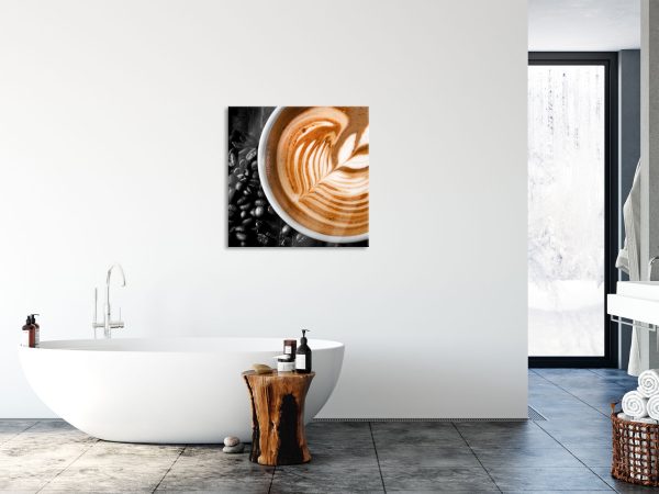 edler Kaffee mit Schaumverzierung, Glasbild Quadratisch Schn?ppchen – Bild 4