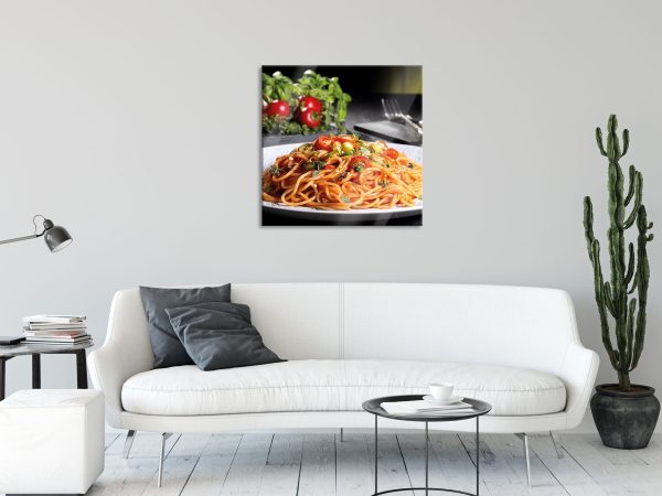 Leckere Spaghetti Italia, Glasbild Quadratisch Zu verkaufen – Bild 2