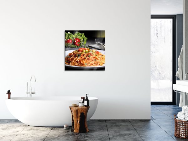 Leckere Spaghetti Italia, Glasbild Quadratisch Zu verkaufen – Bild 4