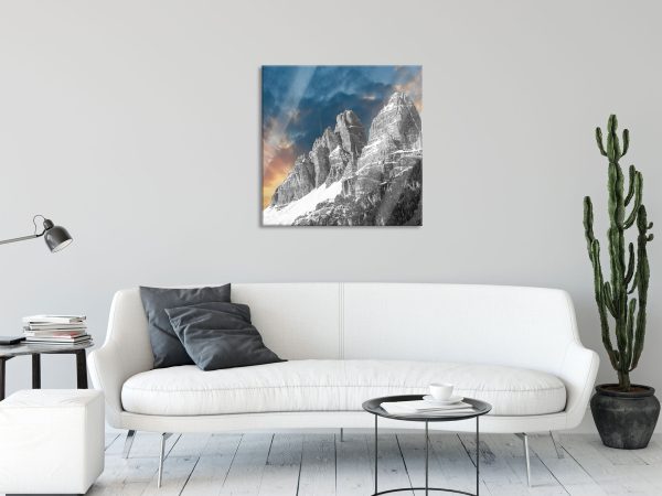 wunderschöne Bergkette, Glasbild Quadratisch Rabatt – Bild 2