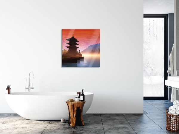Chinesisches Haus, Glasbild Quadratisch Online – Bild 4