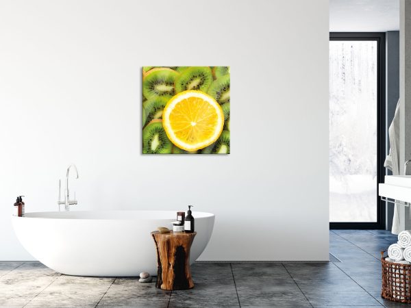 Orange verirrt in Kiwi Scheiben, Glasbild Quadratisch Verkauf – Bild 4
