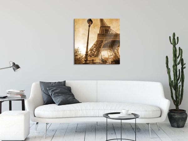 Pariser Eifelturm Retro, Glasbild Quadratisch Im Angebot – Bild 2