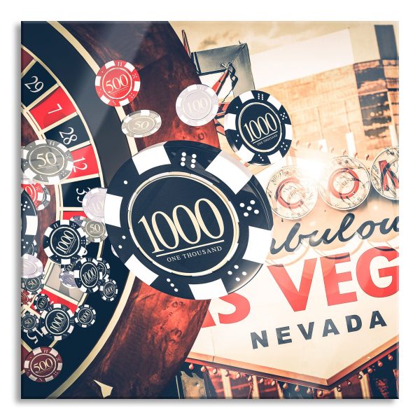 Las Vegas Casino Roulette, Glasbild Quadratisch Im Angebot