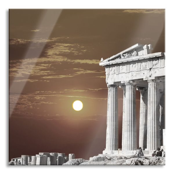 schöner Tempel der Athene, Glasbild Quadratisch Online-Verkauf