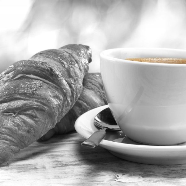 Croissants und Kaffee, Glasbild Quadratisch Online – Bild 5