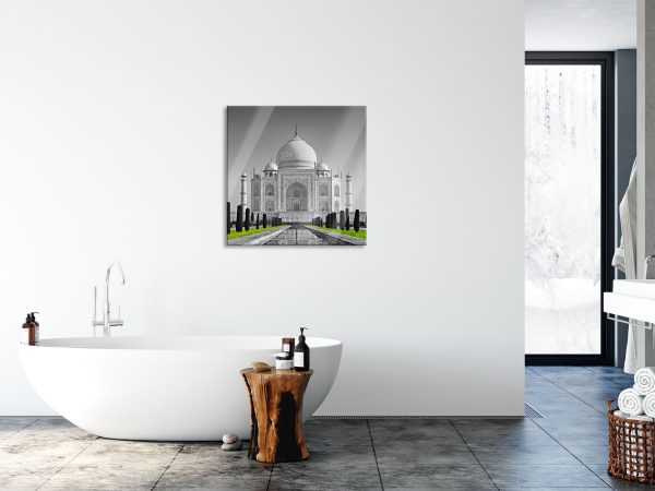eindrucksvoller Taj Mahal, Glasbild Quadratisch Im Angebot – Bild 4