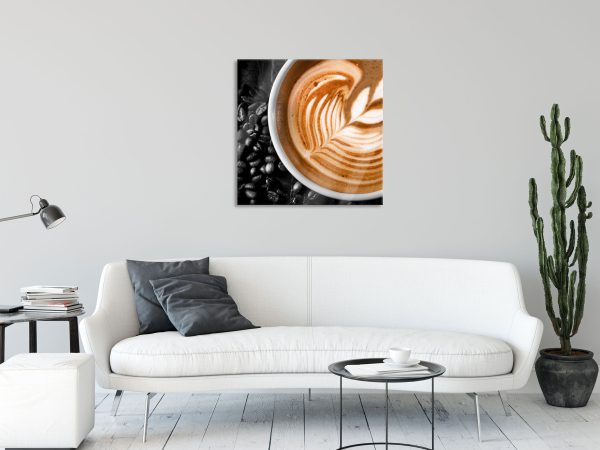 edler Kaffee mit Schaumverzierung, Glasbild Quadratisch Schn?ppchen – Bild 2