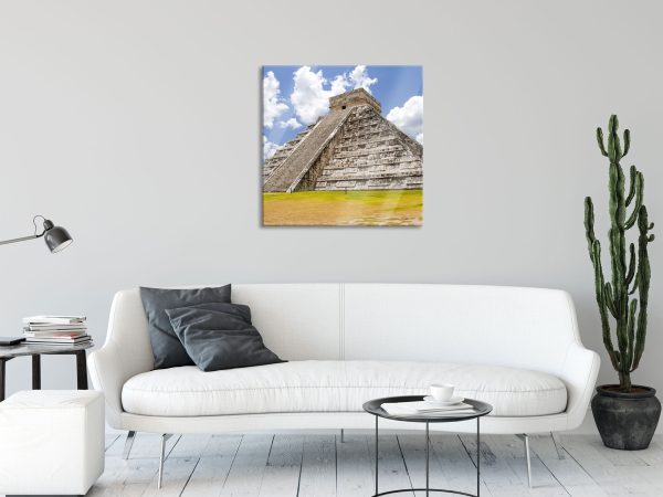 Maya Pyramide in Mexico, Glasbild Quadratisch Verkauf – Bild 2