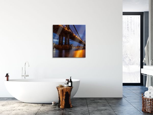 Manhatten Brücke New York, Glasbild Quadratisch Online – Bild 4