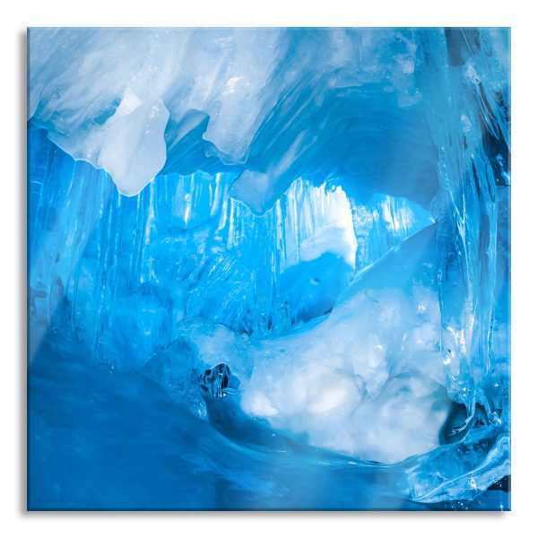 Prächtige Eishöhle, Glasbild Quadratisch Rabatt