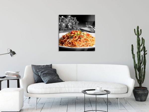 schmackhafte Spaghetti Italia, Glasbild Quadratisch Rabatt – Bild 2