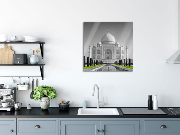 eindrucksvoller Taj Mahal, Glasbild Quadratisch Im Angebot – Bild 3