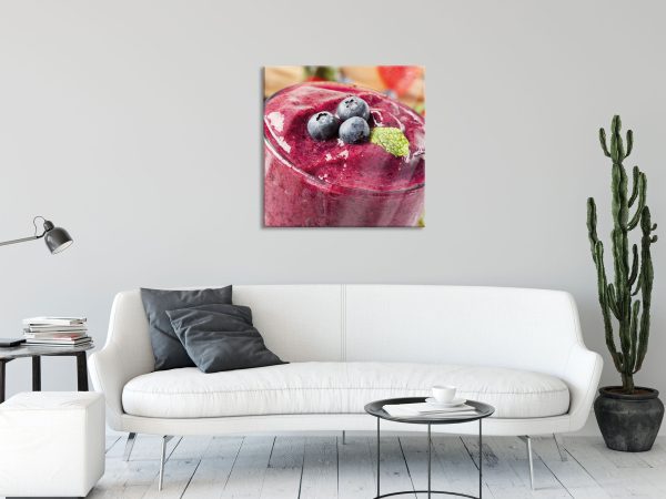 Leckerer Blaubeershake, Glasbild Quadratisch Zu verkaufen – Bild 2