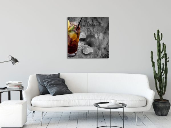 Cuba Libre mit vielen Limetten, Glasbild Quadratisch Online-Verkauf – Bild 2