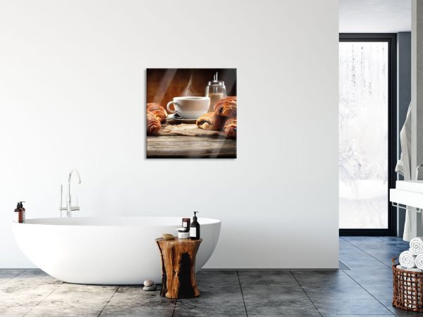 Croissant zum Kaffee, Glasbild Quadratisch Online-Schn?ppchen – Bild 4