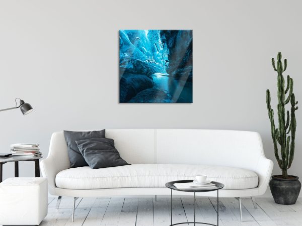 abstrakte Eislandschaft, Glasbild Quadratisch Zu verkaufen – Bild 2