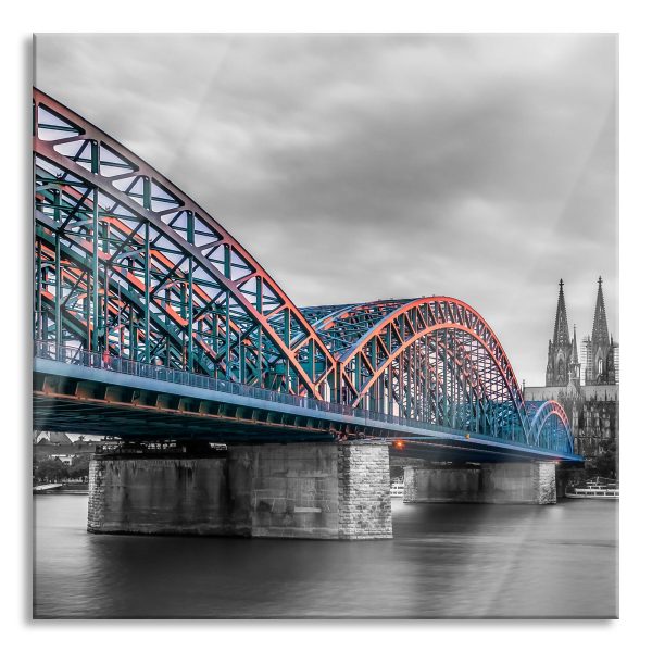 Brücke Kölner Dom, Glasbild Quadratisch Verkauf