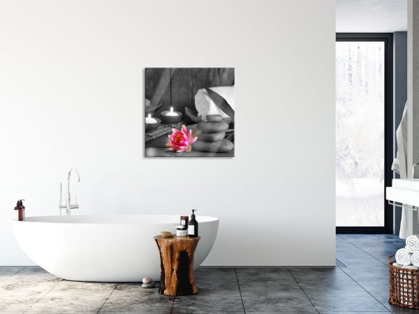 Kerzen Seerose Zen Steine, Glasbild Quadratisch Online-Schn?ppchen – Bild 4