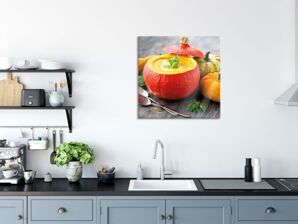 Leckere Kürbissuppe, Glasbild Quadratisch Rabatt – Bild 3
