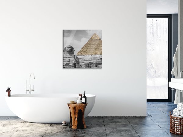 Sphinx vor Pyramide, Glasbild Quadratisch Angebot – Bild 4