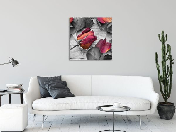 getrocknete Rosen auf Holztisch, Glasbild Quadratisch Online-Schn?ppchen – Bild 2