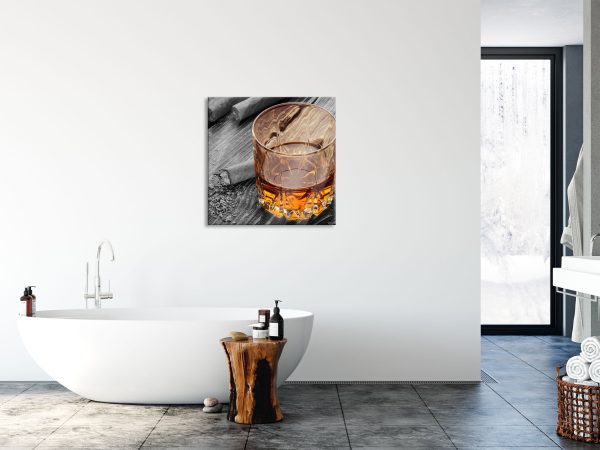 Zigarren hinter Whiskeyglas, Glasbild Quadratisch Online-Verkauf – Bild 4