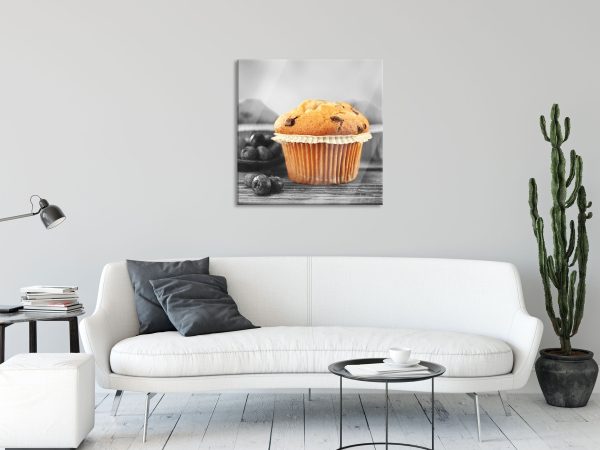 leckere Muffins mit Blaubeeren, Glasbild Quadratisch Online-Verkauf – Bild 2
