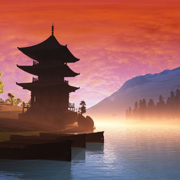 Chinesisches Haus, Glasbild Quadratisch Online – Bild 5