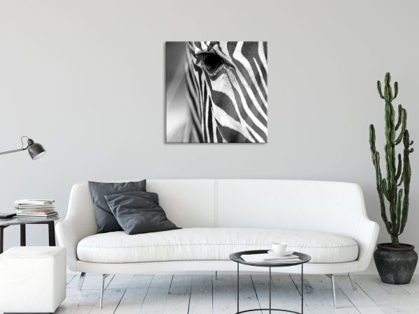 Zebra Nahaufnahme, Glasbild Quadratisch Im Angebot – Bild 2