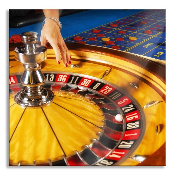 Roulette Tisch in Las Vegas, Glasbild Quadratisch Jetzt online