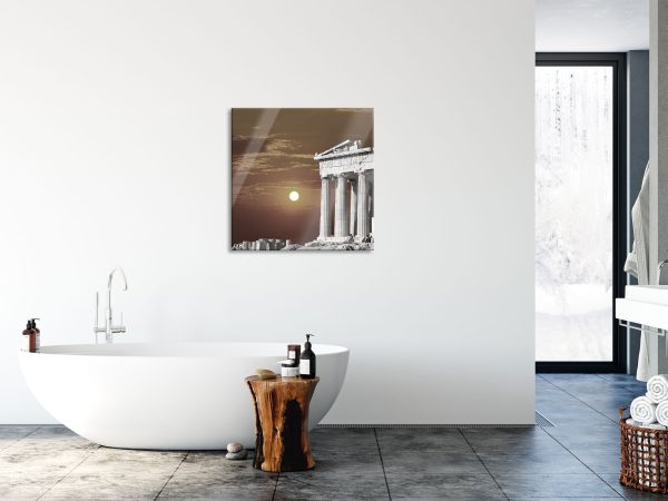 schöner Tempel der Athene, Glasbild Quadratisch Online-Verkauf – Bild 4
