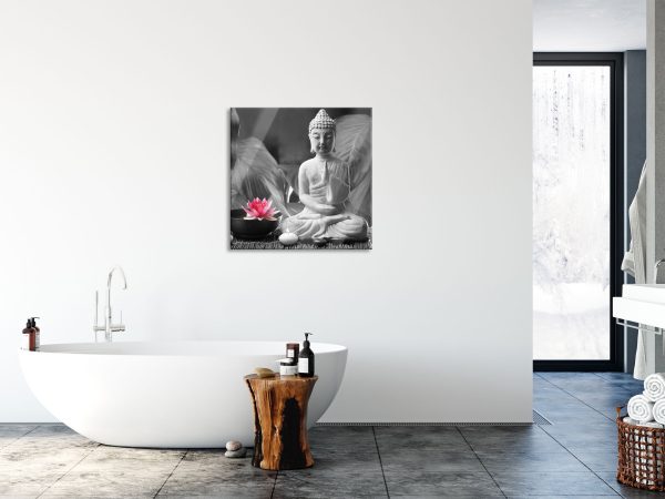 Buddha mit Seerose, Glasbild Quadratisch Mode – Bild 4