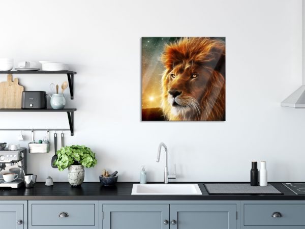 Löwe Abstrakt Art, Glasbild Quadratisch Mode – Bild 3